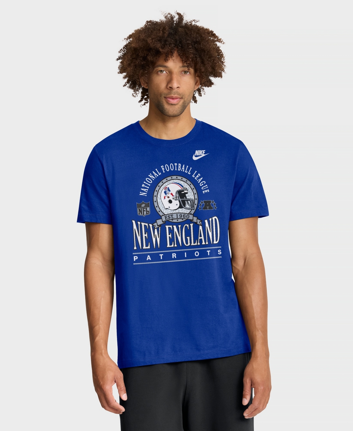 Nike Men's Royal New England Patriots Rewind Team Spirit Essential Cotton T-Shirt