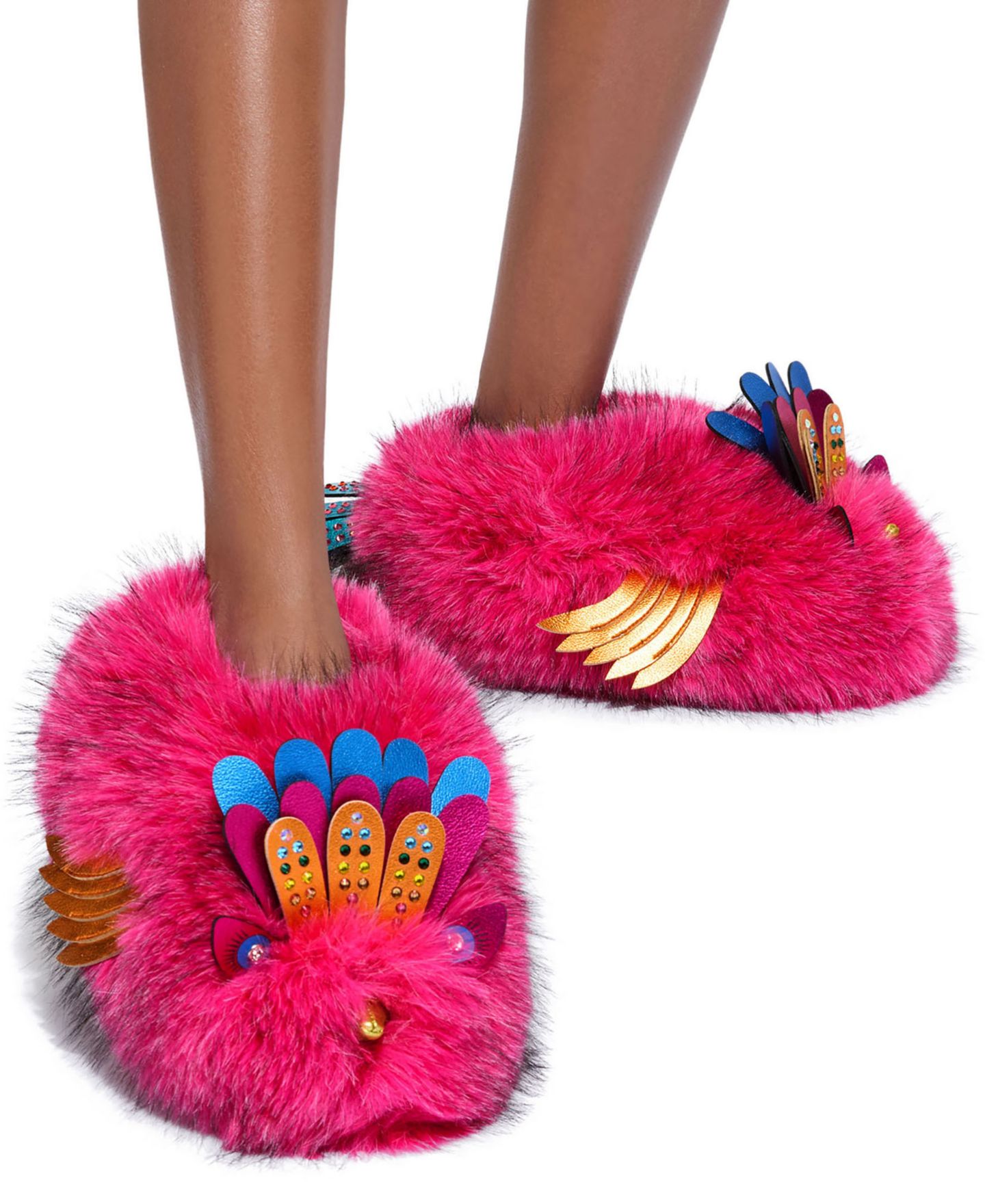 Женские пушистые домашние тапочки Kurt Geiger London Eagle, цвет: Розовый — фото 6