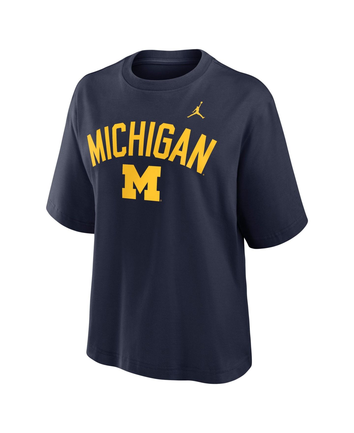 Женская футболка Jordan Navy Michigan Wolverines Arch Logo Boxy — фото 4