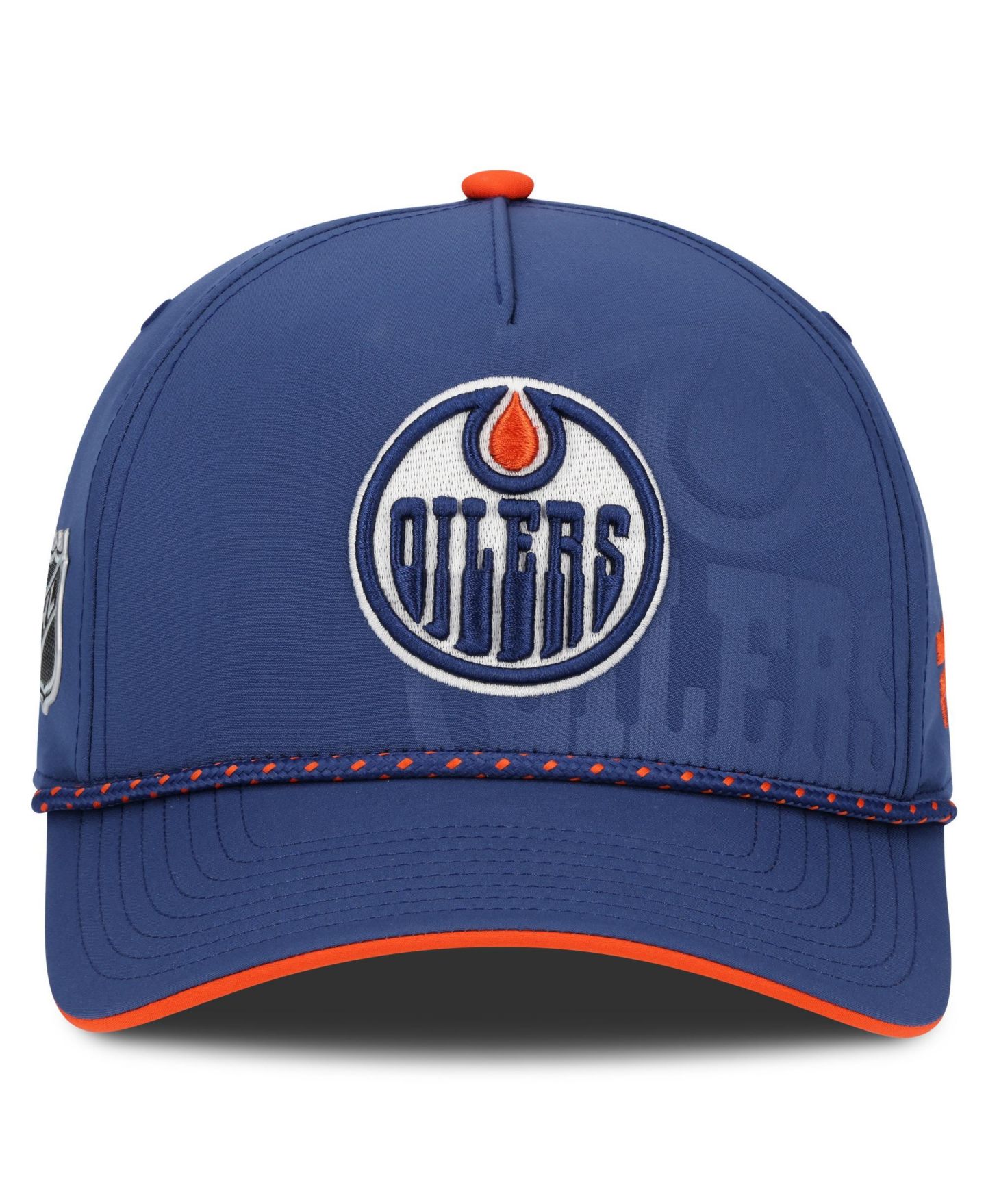 Мужская кепка Fanatics Blue Edmonton Oilers On Stage Podium A-Frame Adjustable Hat — фото 2