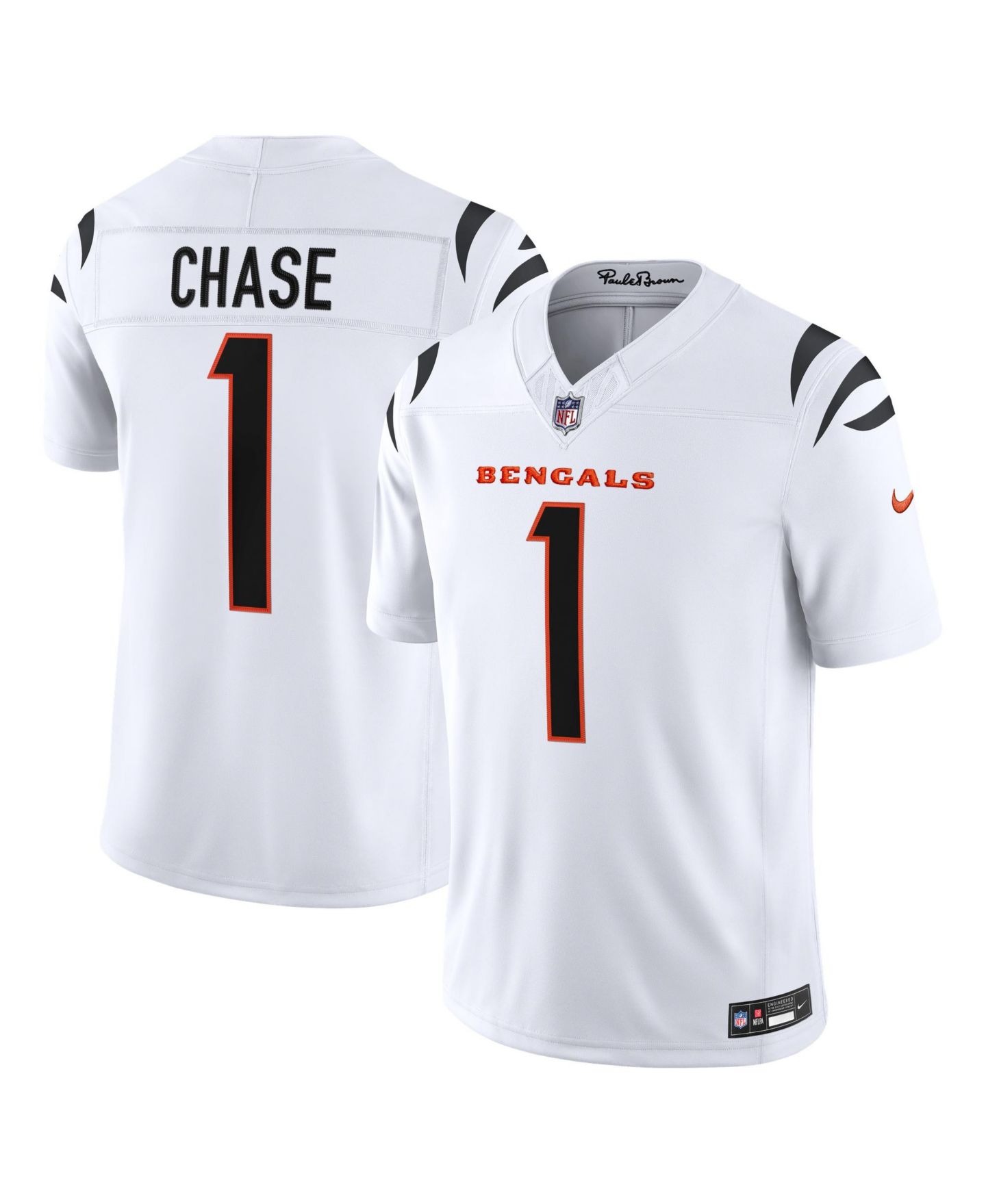 Мужской топ Nike Ja'Marr Chase White Cincinnati Bengals Vapor F.U.S.E. Stitched Limited Jersey — фото 1