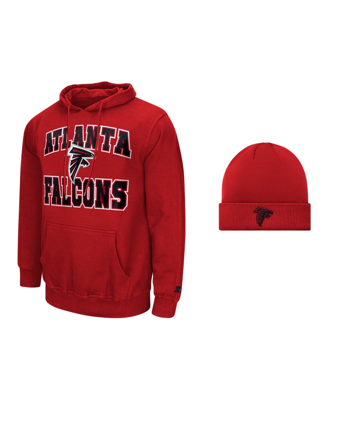 Starter Men's Red Atlanta Falcons Hoodie and Cuffed Knit Hat Combo Pack - Red