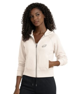 Women's  Cream Philadelphia Eagles Cropped Pastels Full-Zip Hoodie