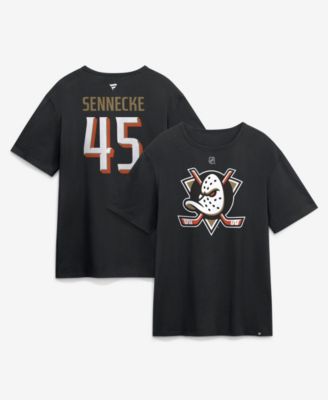 Men's Beckett Sennecke Black Anaheim Ducks Authentic Stack Name & Number T-Shirt