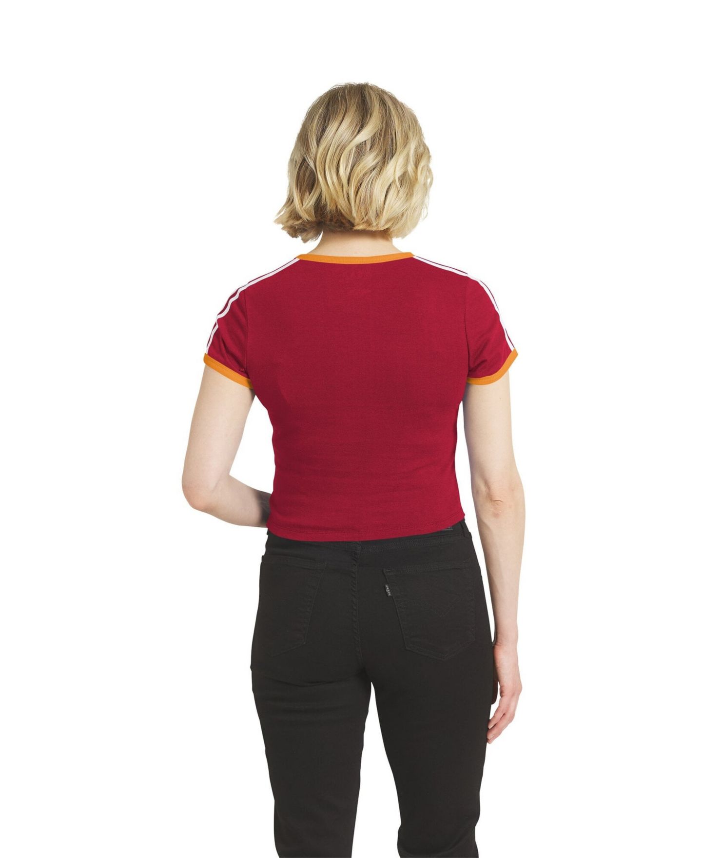 Женская футболка WEAR by Erin Andrews Red Tampa Bay Buccaneers Cropped Throwback Ringer Baby T-Shirt — фото 2
