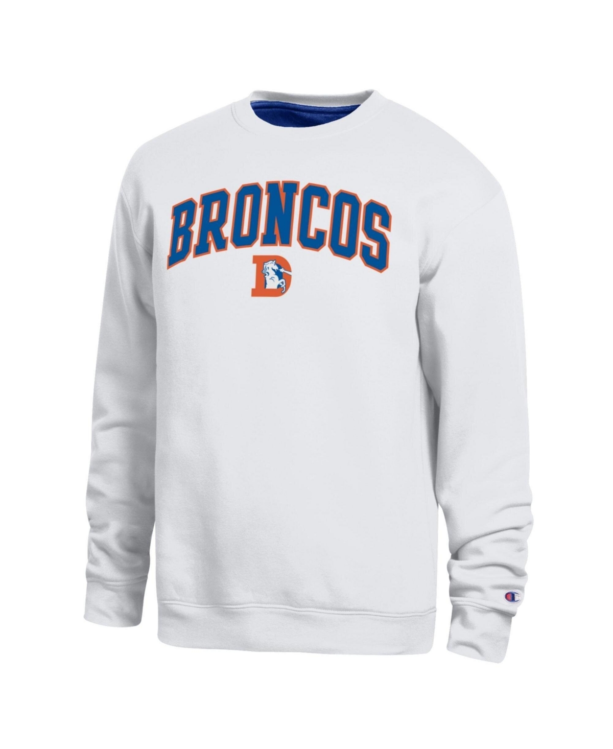 Champion Men's White Denver Broncos Contrast Lined Sweatshirt