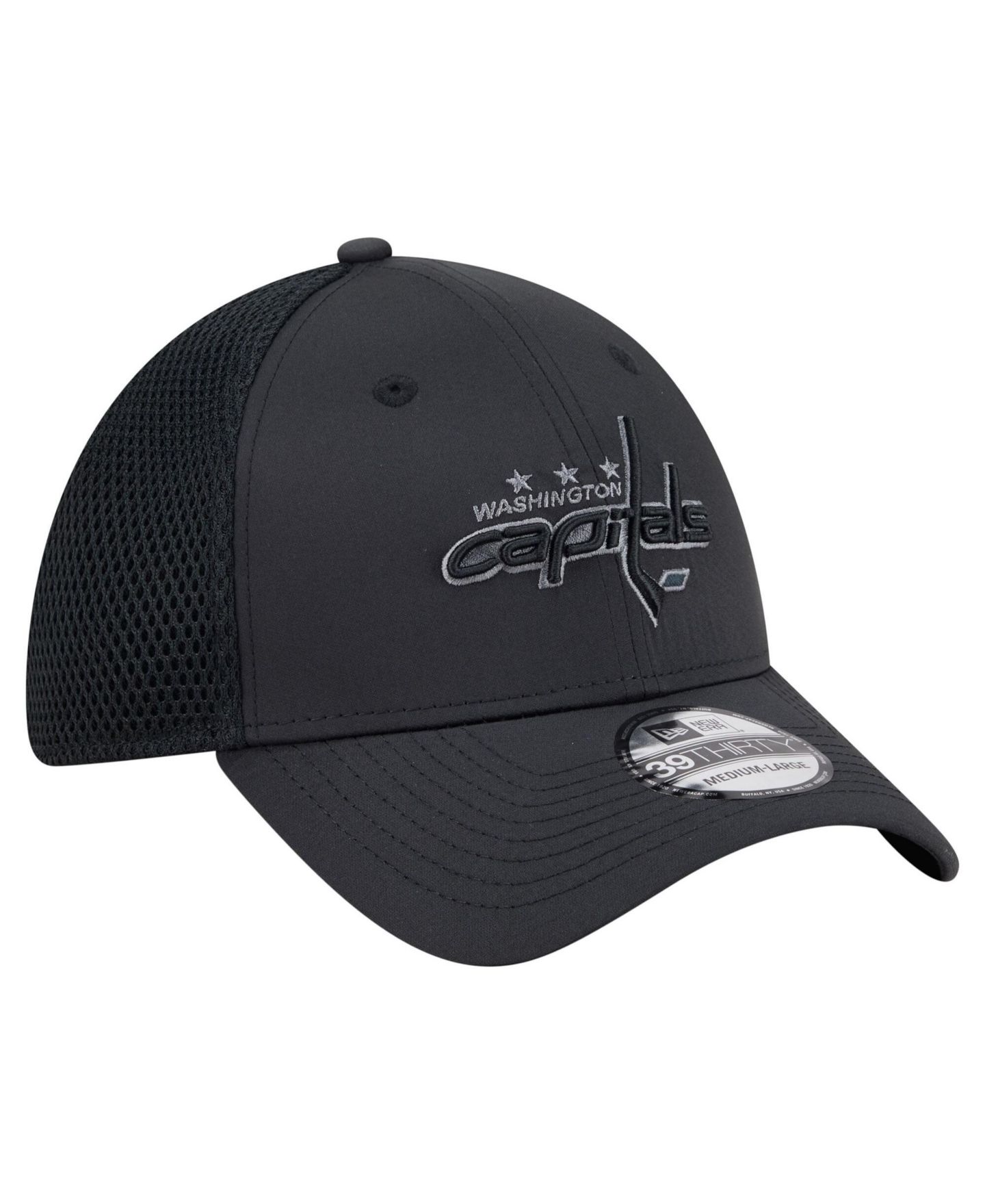 Мужской головной убор New Era Black Washington Capitals Blackout 39THIRTY Stretch Hat — фото 3
