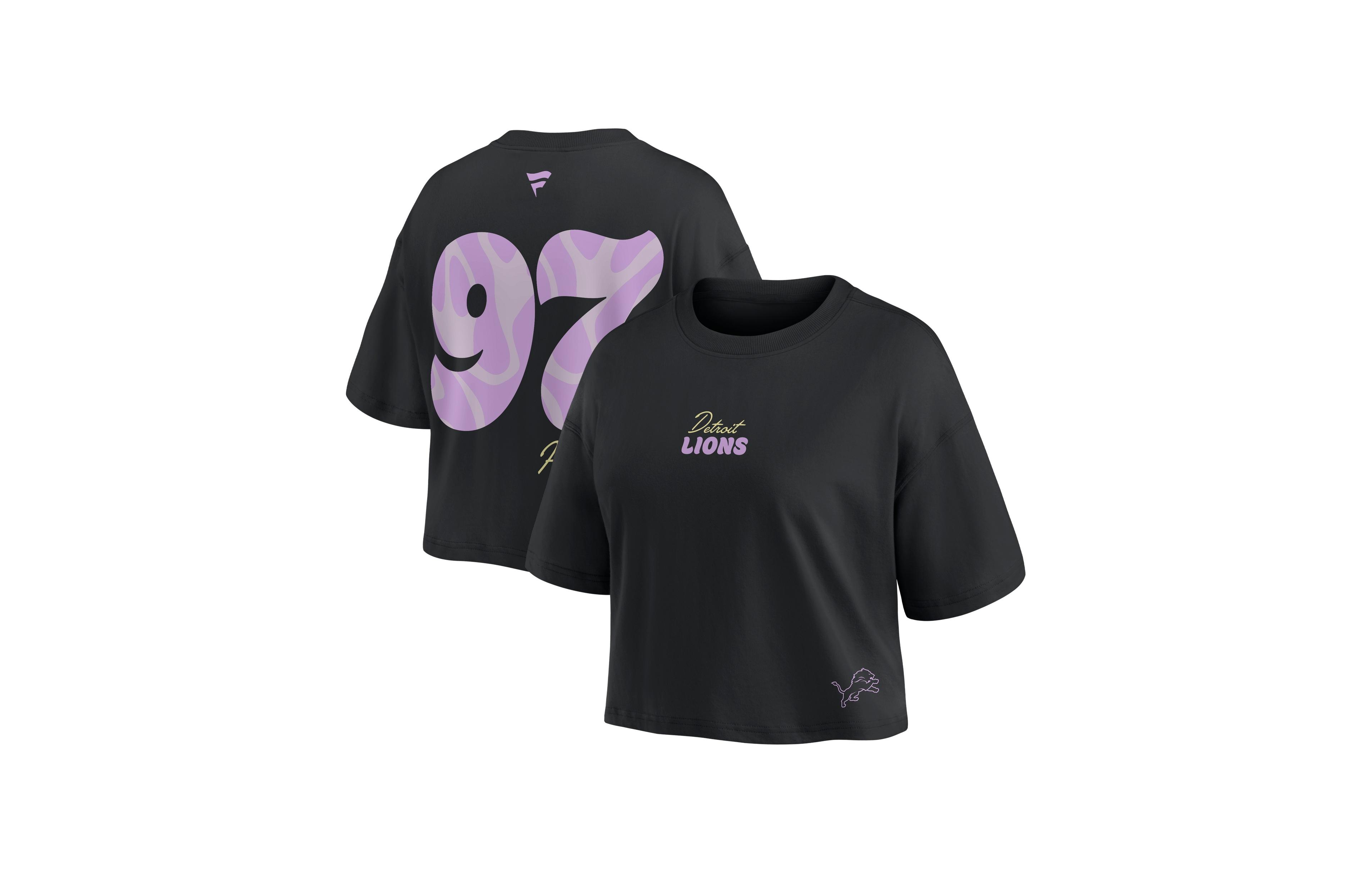 Fanatics Women's Aidan Hutchinson Black Detroit Lions Fashion Cropped T-Shirt
