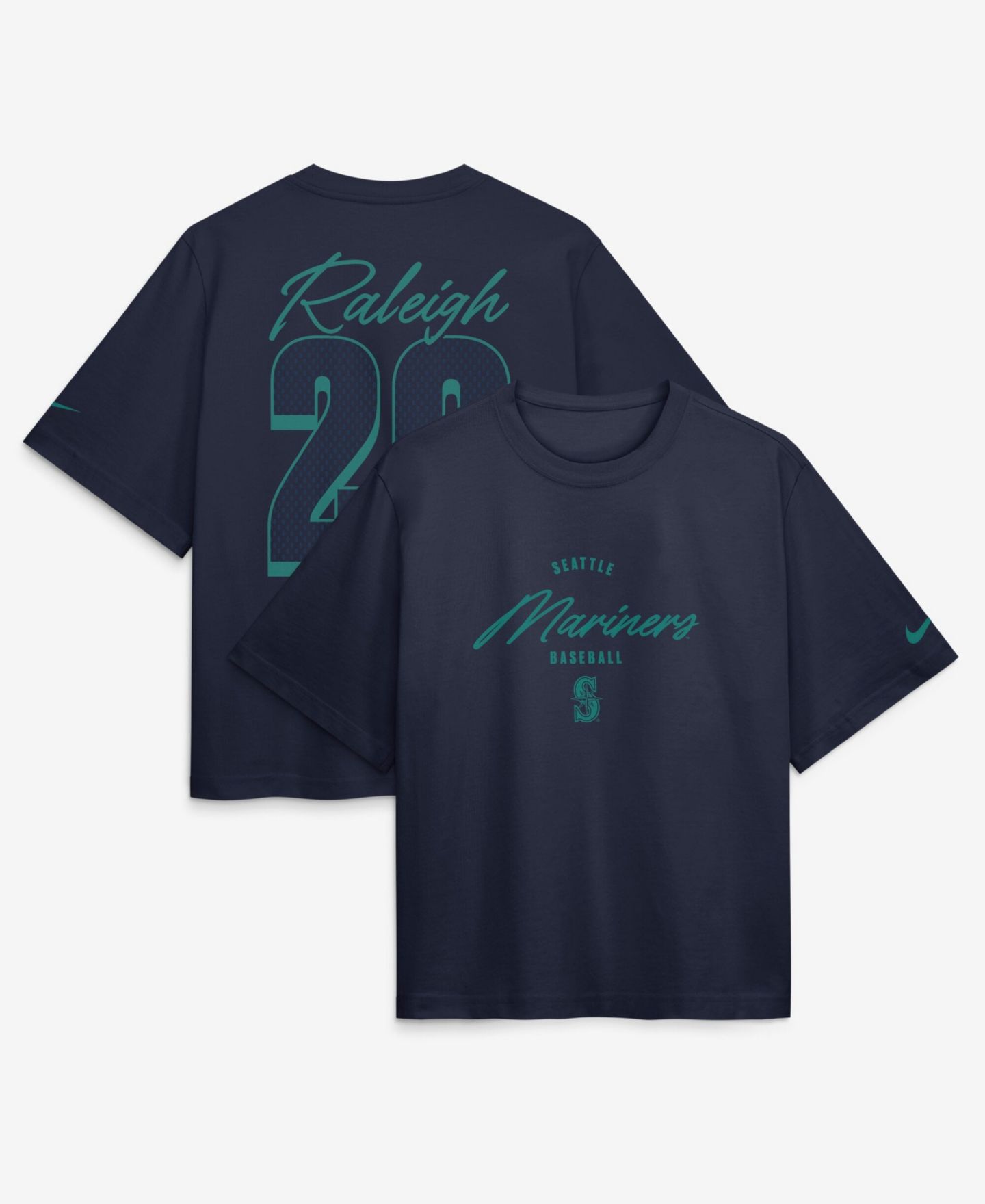 Женская футболка Nike Cal Raleigh Navy Seattle Mariners Premium Essentials Boxy Name & Number — фото 1