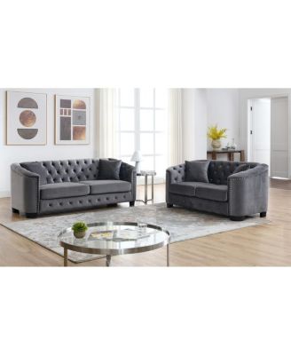 Velvet Chelsfield Sofa Set with Deep Cushions and Throw Pillows