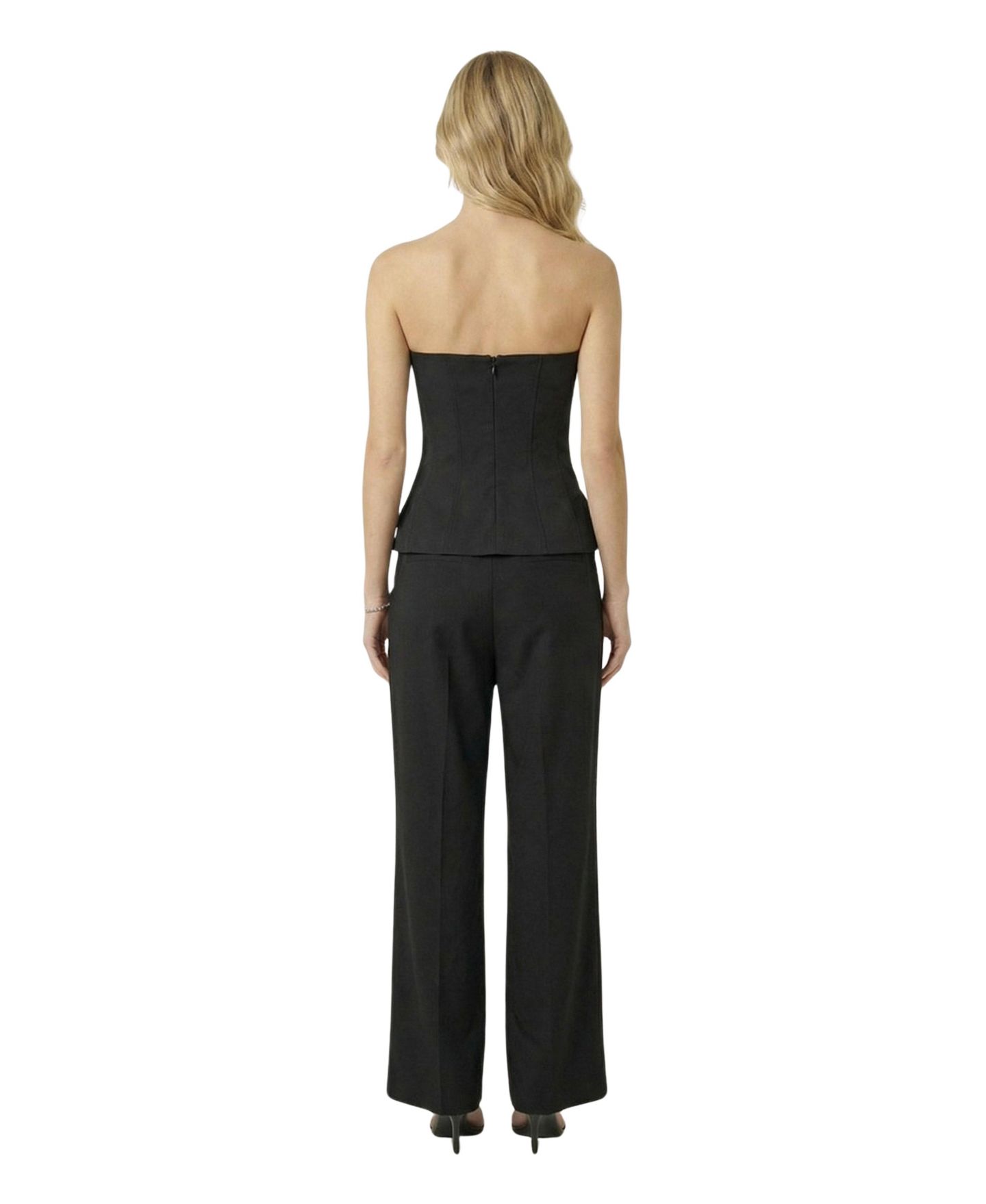 Женский комплект Modenaire Strapless Embellished Vest and Wide-Leg Pants, 2-Piece Set, цвет: Чёрный — фото 4