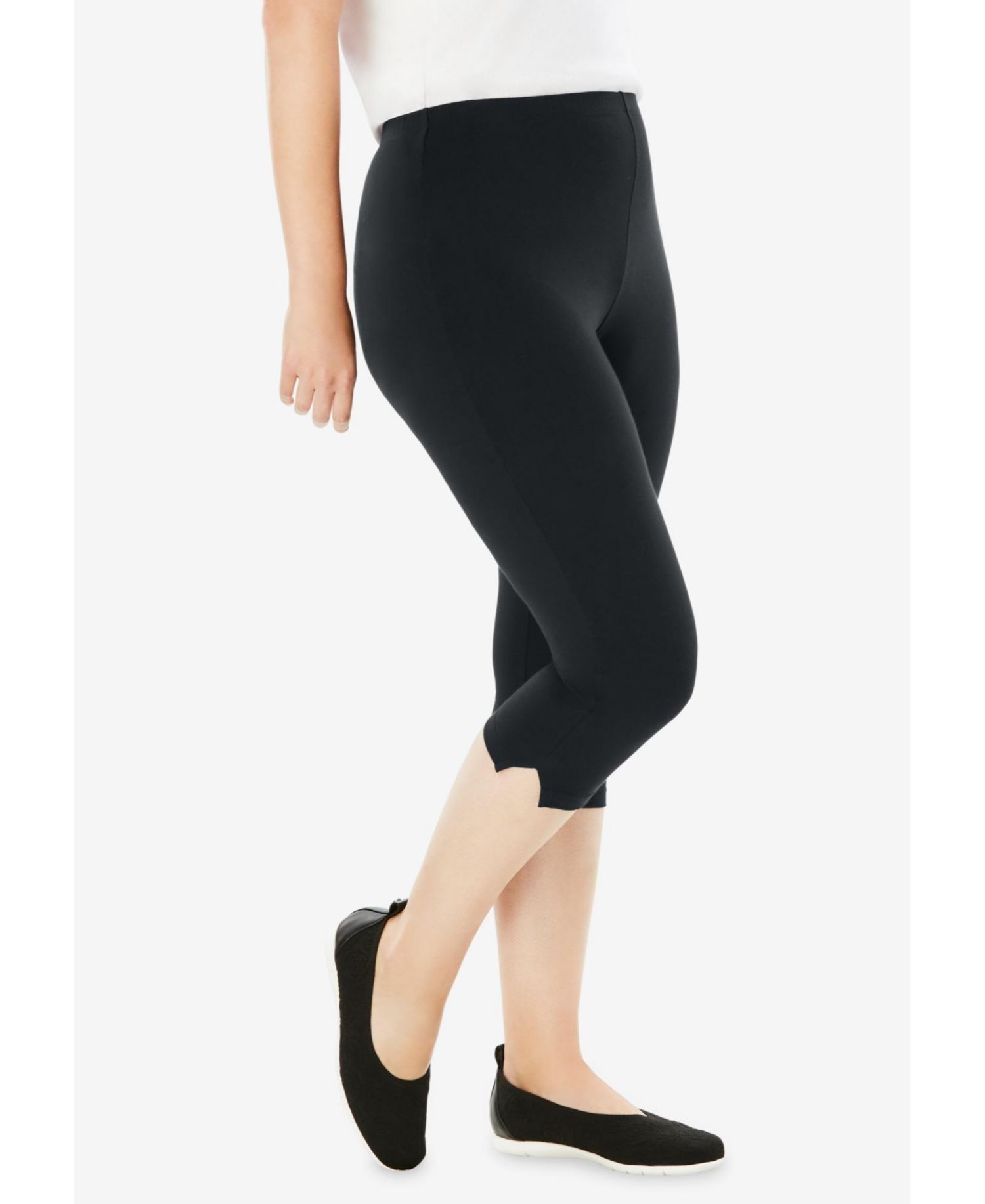 Women's Within Capri Pull-On Stretch Knit Cotton Spandex Leggings