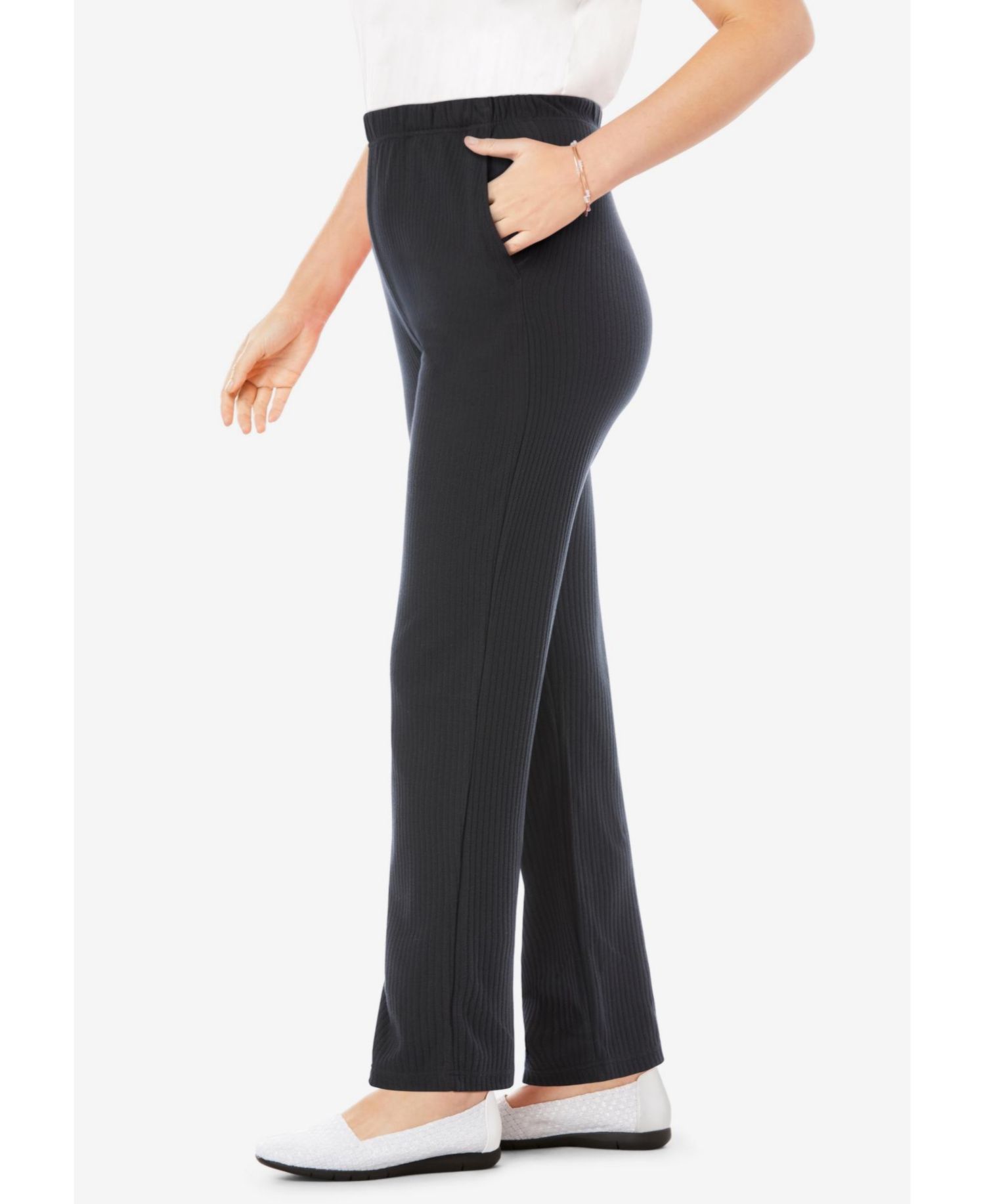Women's Within Tall 7-Day Knit Ribbed Straight-Leg Pull-On Pants