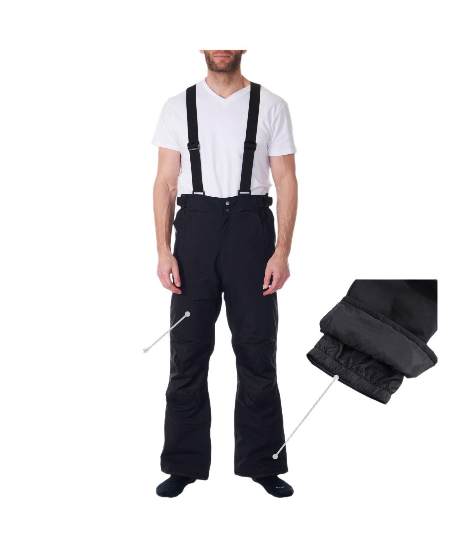 Мужские брюки Alpine Swiss Waterproof Snowboard Ski Snow with Removeable Suspenders, цвет: Чёрный — фото 2