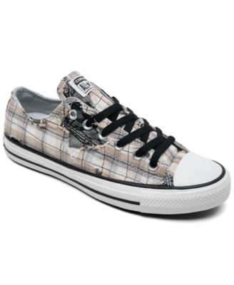 Women's Chuck Taylor All Star Distressed Plaid Lace Low-Top Sneakers from Finish Line