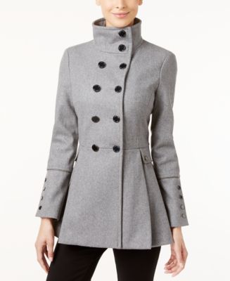 Calvin Klein Double-Breasted Skirted Coat - Macy's