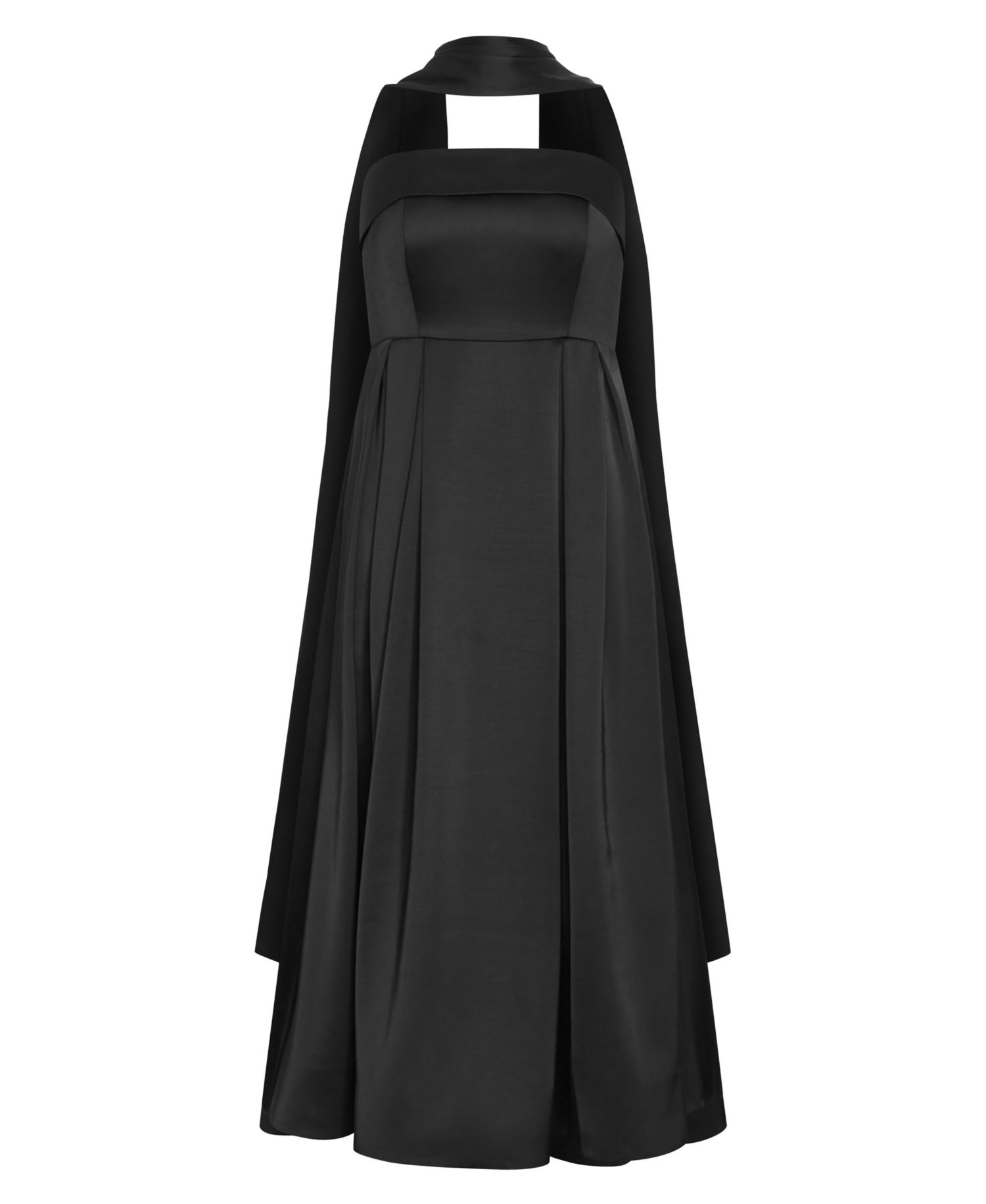 Plus Size Duchess A-Line Straight Neck Satin Gown with Shawl