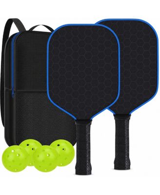 USAPA Approved Carbon Fiber Pickleball Paddles Set of 2 with 4 Balls and Carry Bag