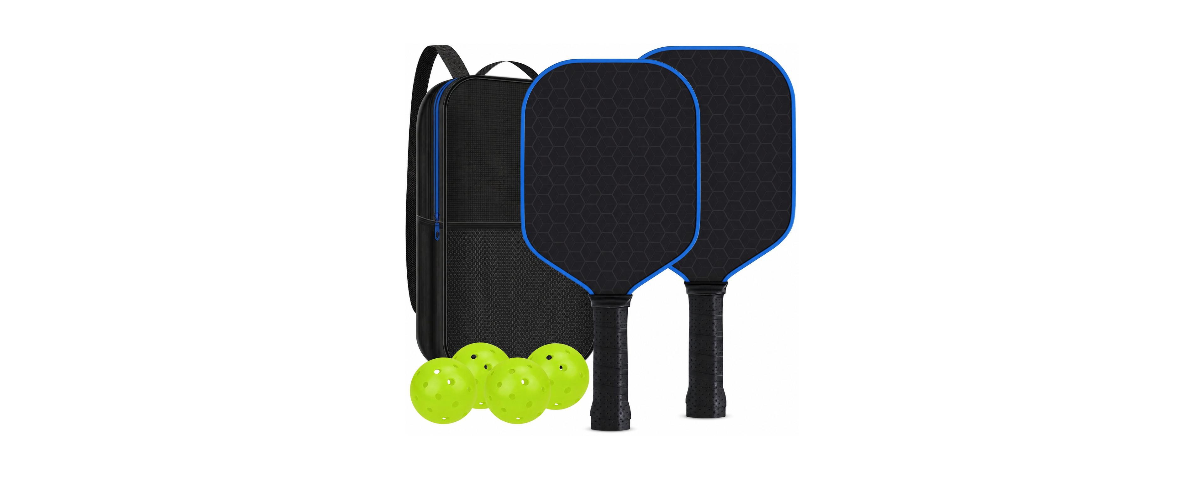 Sportneer Usapa Approved Carbon Fiber Pickleball Paddles Set of 2 with 4 Balls and Carry Bag