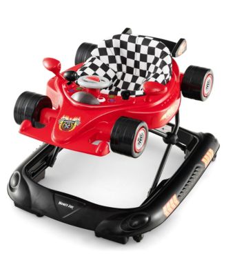 4-in-1 Foldable Baby Walker w/ 3-Level Adjustable Height Detachable Music Tray Red