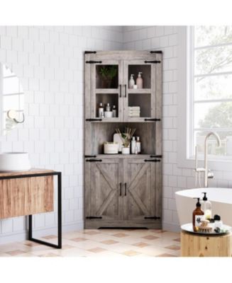 gaomon Senfot Tall Corner Storage Cabinet, Bathroom Floor Storage ...