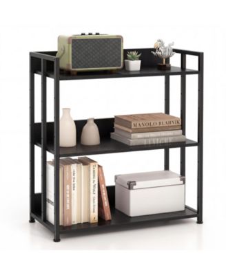 3-Tier Industrial Bookshelf Storage Shelf Display Rack with Adjustable Shelves