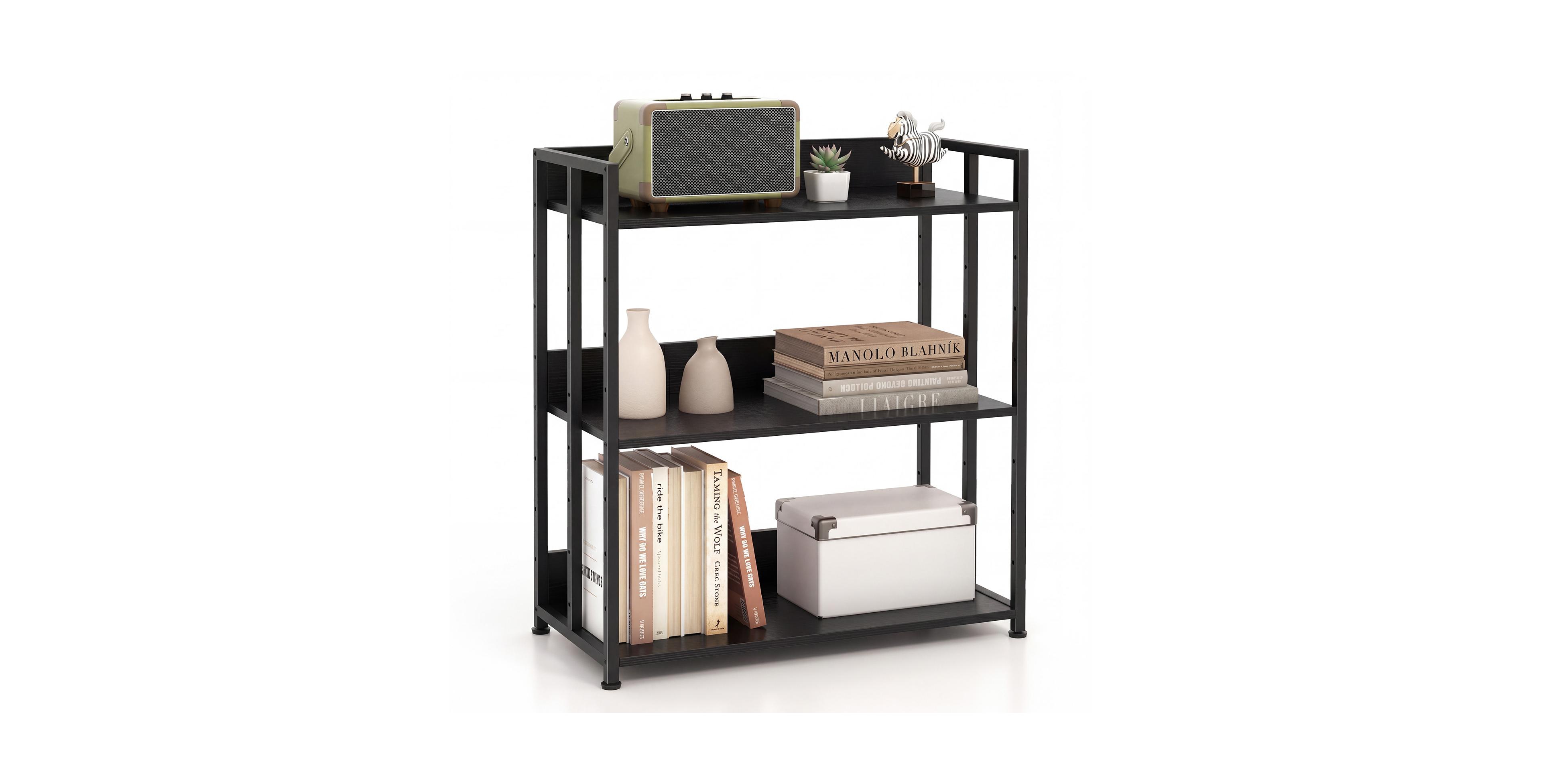 Costway 3-Tier Industrial Bookshelf Storage Shelf Display Rack with Adjustable Shelves