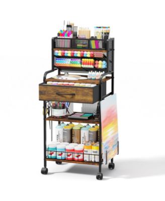 3 Tier Rolling Utility Art Craft Storage Cart with Drawer Wheels