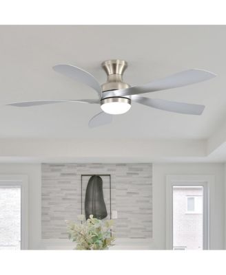 52-in Modern Nickel 5 - Blade LED Propeller Ceiling Fan with Remote Control and Light Kit Included