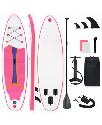 Pink Inflatable Stand Up Paddle Board Kit with Adjustable Pump Paddle Leash and Backpack