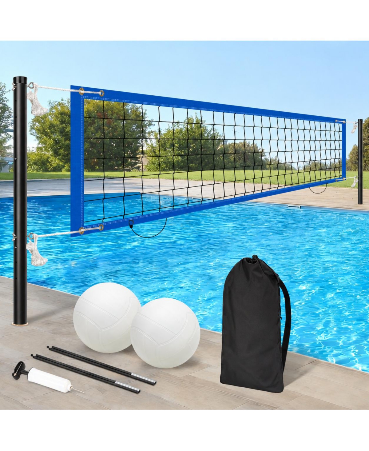 Furlihong Adjustable Length Inground Pool Volleyball Net Set Heavy Duty Durable