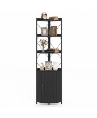 6-Tier Corner Shelf, 71 Inch Tall Freestanding Bookshelf with Metal Frame for Kitchen