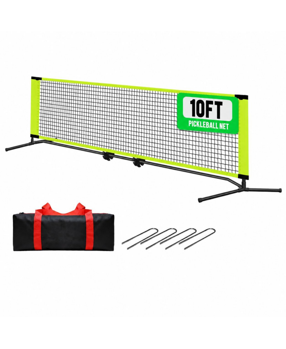 Sportneer Portable Pickleball Net With Carry Bag Steel Frame Anti Sagging Easy Setup For Indoor Outdoor - Green