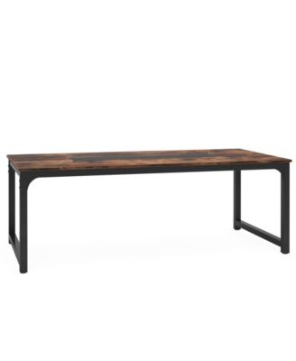Large Dining Table for 6 to 8 People with Metal Frame for Kitchen-Rustic Brown