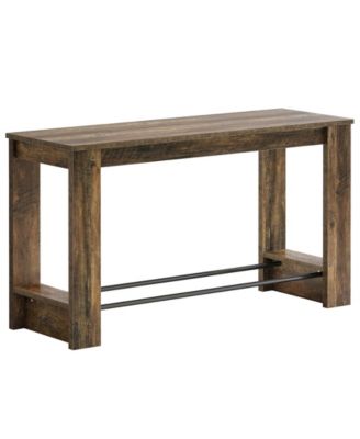 Counter Height Kitchen Bar Table with Metal Footrest for Dining and Entertaining