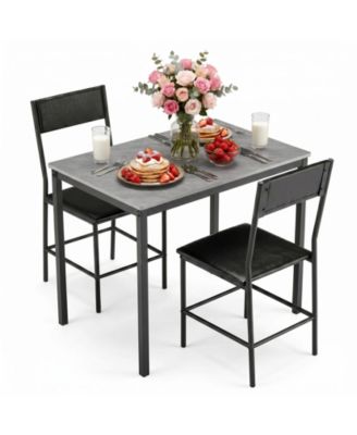 Dining Table Set with 2 Upholstered Chairs - Modern Kitchen Table with PU Leather Chairs for Small Space