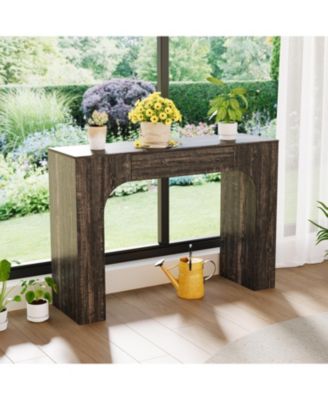 Long Console Table with Storage Drawer, Wood Narrow Entryway Sofa Table, Farmhouse Accent Table with Anti-Tip Design for Entrance Hallway