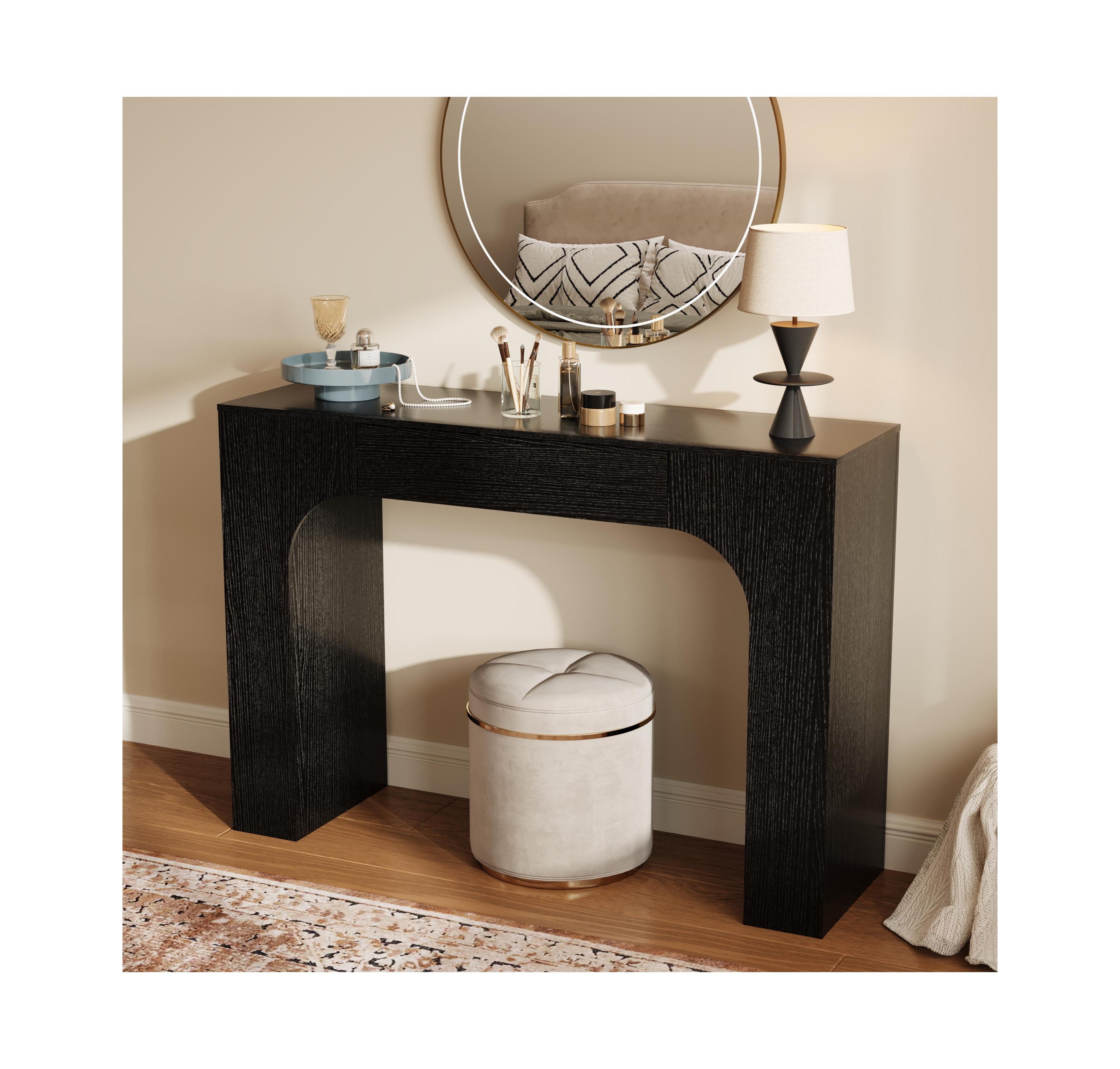 homfan Long Console Table with Storage Drawer, Wood Narrow Entryway Sofa Table, Farmhouse Accent Anti-Tip Design for Entrance Hallway