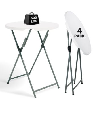 4 Pack Round Folding Party Table HDPE Top with Steel Base Stable Easy to Maintain High Cocktail Table for Patio