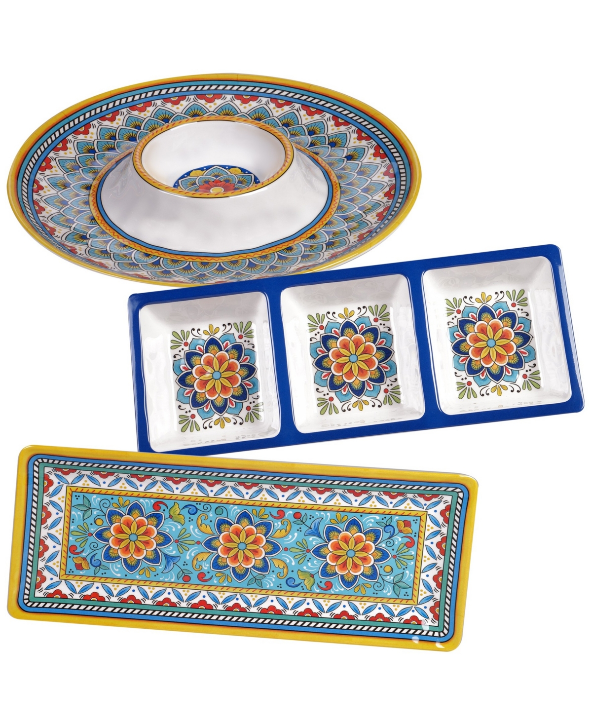 Certified International Portofino Melamine 3-Pc. Hostess Set