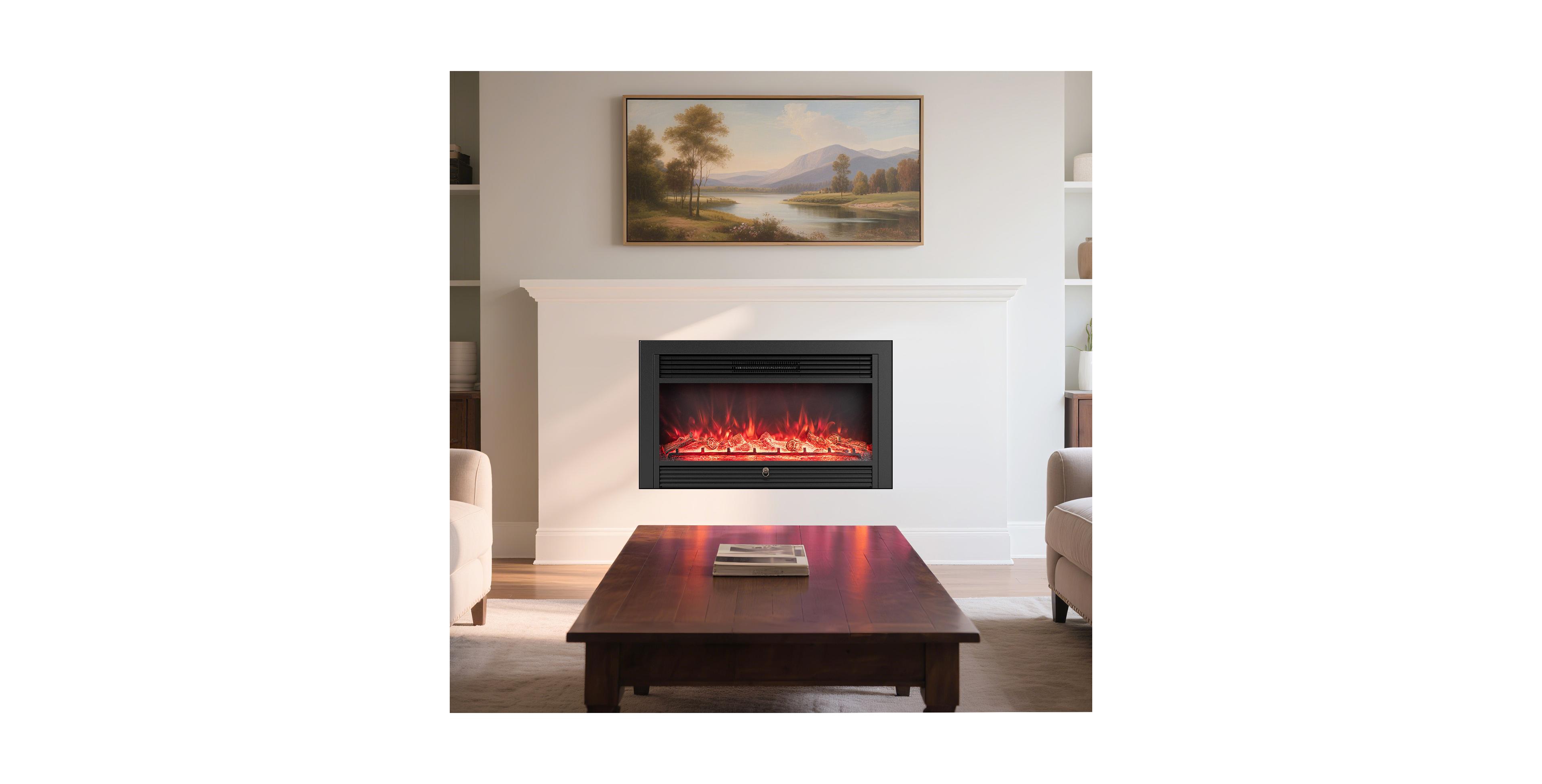 Boyel Living Electric Fireplace Recessed Heater, 3 Flame Colors 5 Brightness