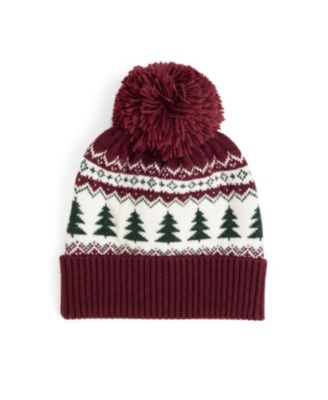 Boys Pom-Pom Fair Isle Christmas-Tree Beanie