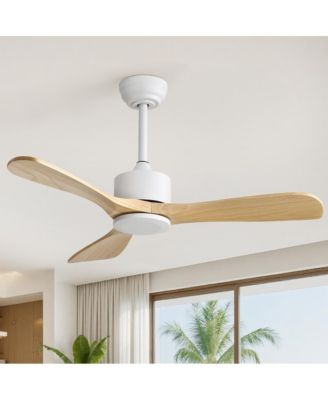 52-in Modern Downrod 3-Solid Wood Blade Ceiling Fan with Remote, Reversible DC Indoor and Light Kit Not Included
