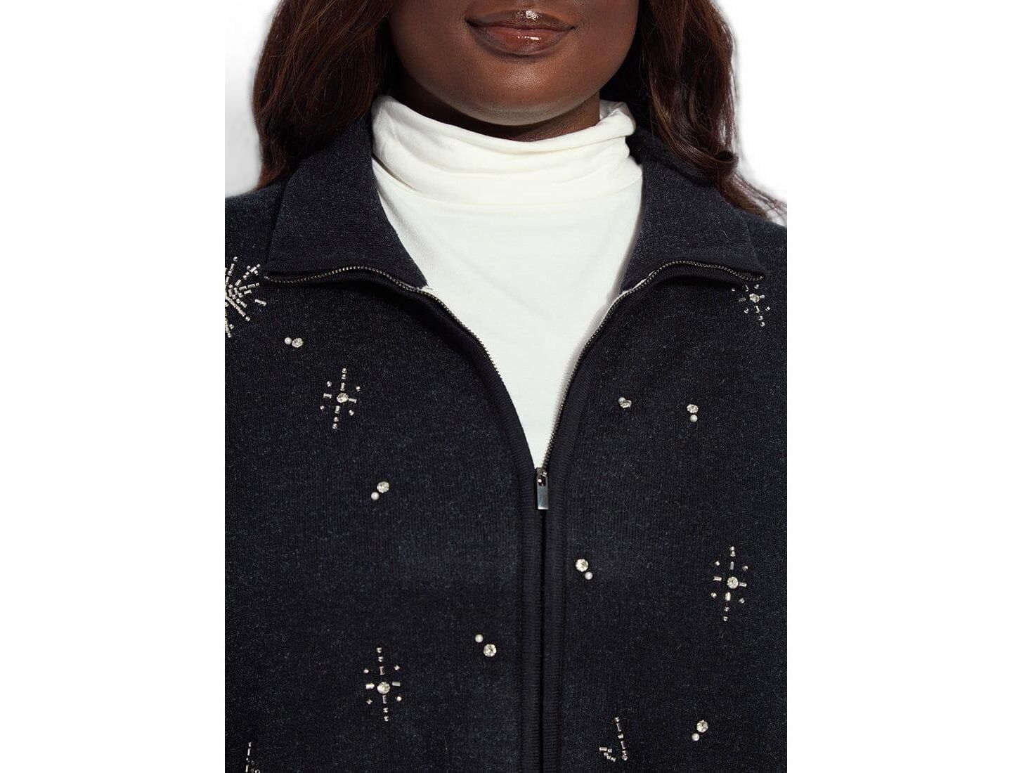 Женская куртка LYSSE Plus Size Scottie Oversized Embellished Knit, цвет: Графитовый / Серый — фото 2