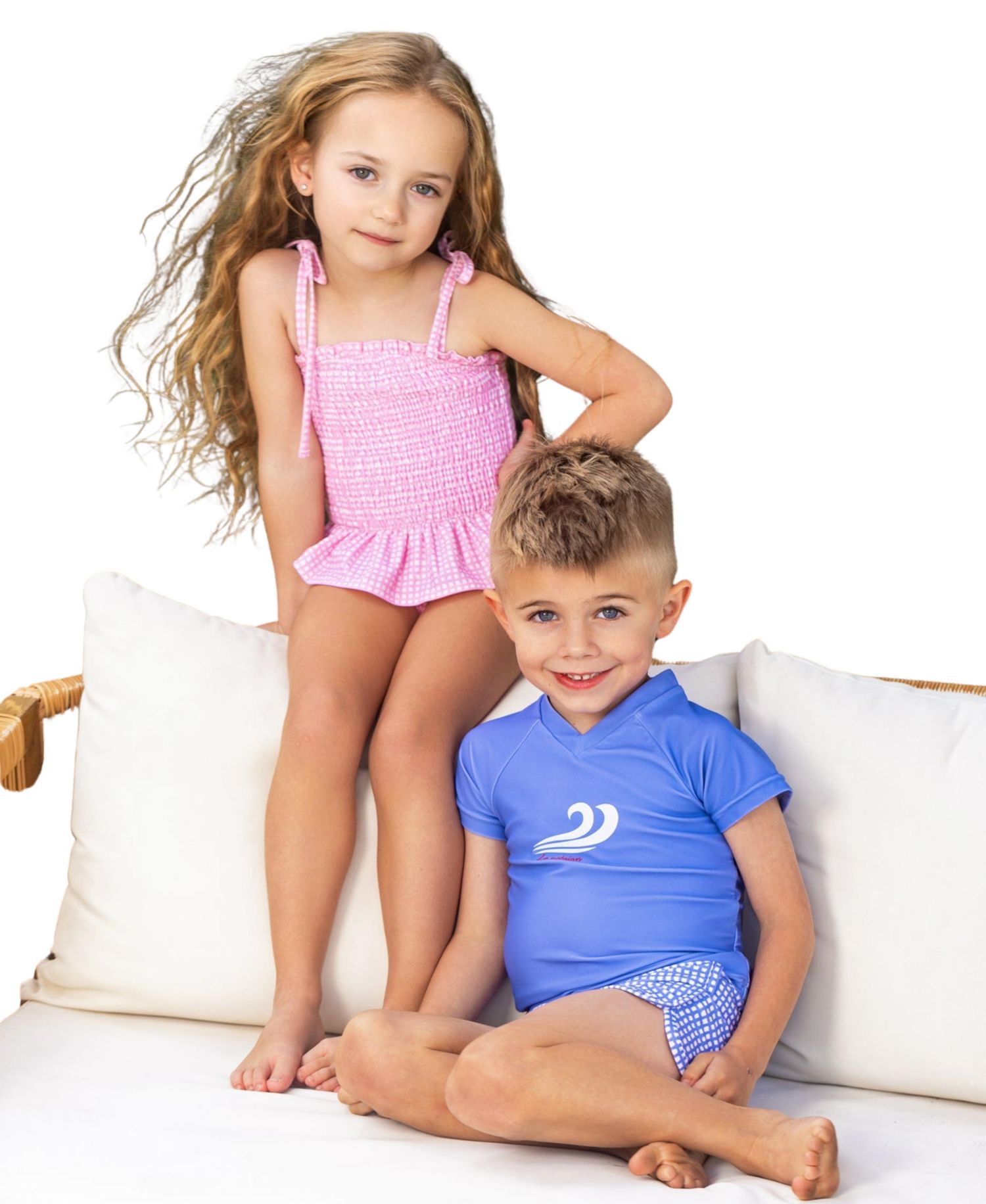 Girls' 4-16 Gingham-Check Tie-Shoulder-Strap One-Piece Swimsuit