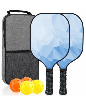 USAPA Approved Fiberglass Pickleball Paddles Set of 2 with Balls and Carry Bag