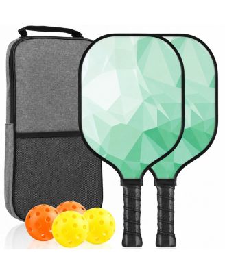 USAPA Approved Fiberglass Pickleball Paddles Set of 2 with Balls and Carry Bag