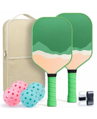 Pickleball Paddles Set Of 2 Lightweight Fiberglass Beginner Set With Grip Tape And Bag