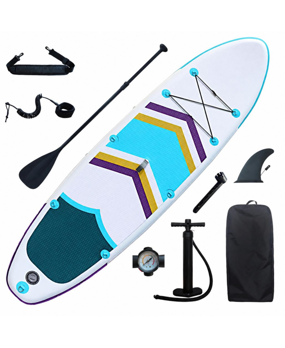 Furlihong 6 Inches Thick Inflatable Stand Up Paddle Board With Pump Travel Pack Leash For All Skill Levels Adults - purple/yellow/green
