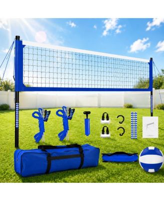 32ft Outdoor Volleyball Net Set Anti Sag Adjustable Height Steel Poles